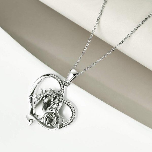 Sterling Silver Horse And Girl Necklace-1