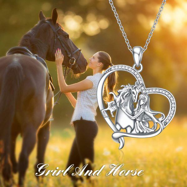 Sterling Silver Horse And Girl Necklace-4