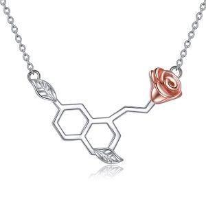 Sterling Silver Rose Necklace-0