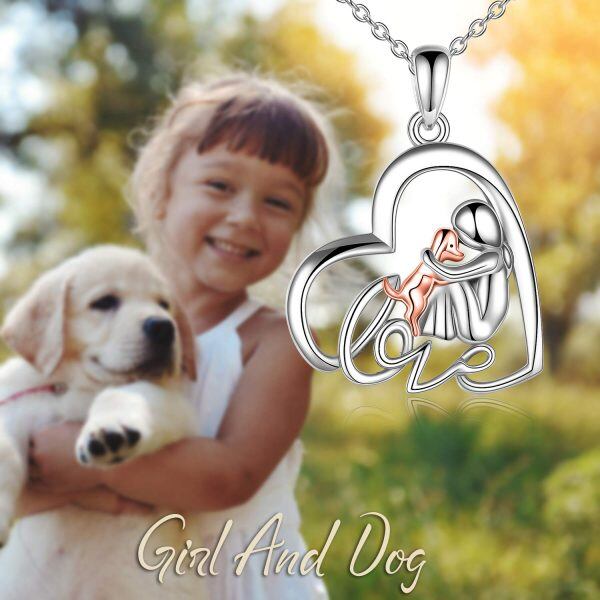 Sterling Silver Girl And Dog Necklace-4