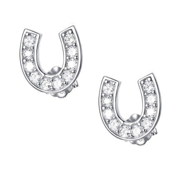 Sterling Silver Horseshoe Stud Earrings-0