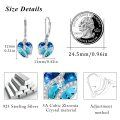 wholesale 925 Sterling Silver Blue Heart Crystal Drop Earrings for Women-0-1