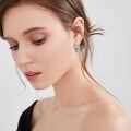 wholesale 925 Sterling Silver Blue Heart Crystal Drop Earrings for Women-0-2