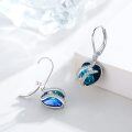 wholesale 925 Sterling Silver Blue Heart Crystal Drop Earrings for Women-0-4