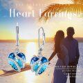 wholesale 925 Sterling Silver Blue Heart Crystal Drop Earrings for Women-0-5