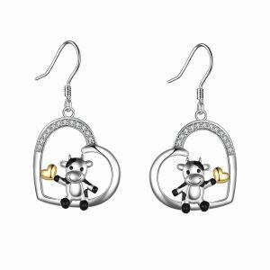 Sterling Silver Cow Earrings-0