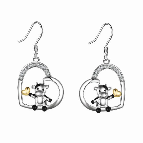 Sterling Silver Cow Earrings-0