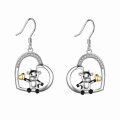 wholesale 925 Sterling Silver Cow Heart Drop Earrings with Cubic Zirconia and Gold Accents for Women-0-0