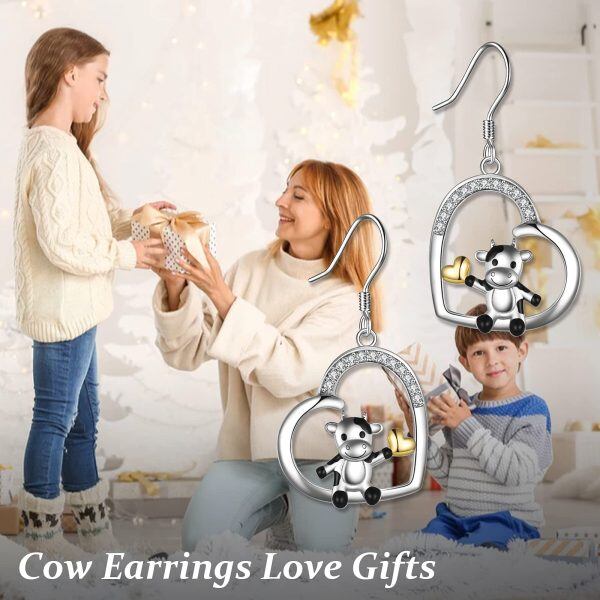 Sterling Silver Cow Earrings-1