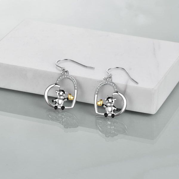 Sterling Silver Cow Earrings-2