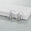 wholesale 925 Sterling Silver Cow Heart Drop Earrings with Cubic Zirconia and Gold Accents for Women-0-2