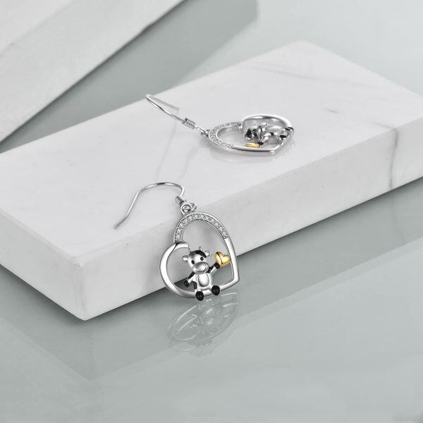 Sterling Silver Cow Earrings-3