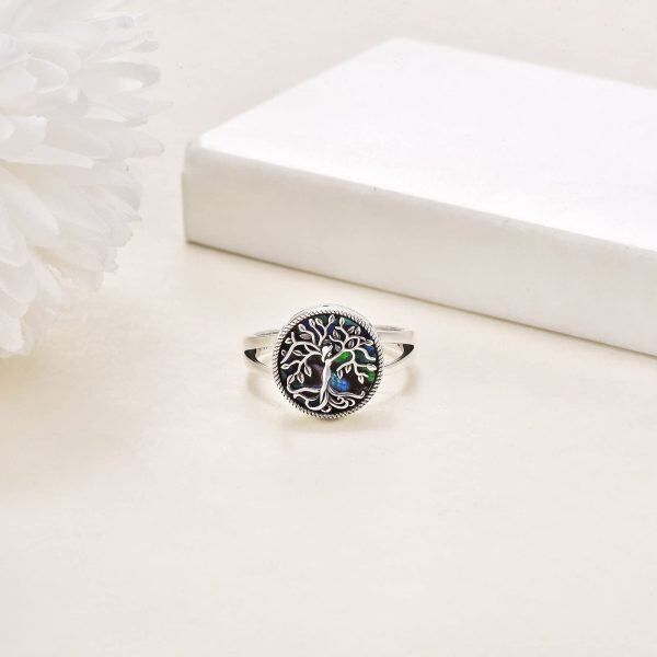 Sterling Silver Tree of Life Cremation Urn Ring-2