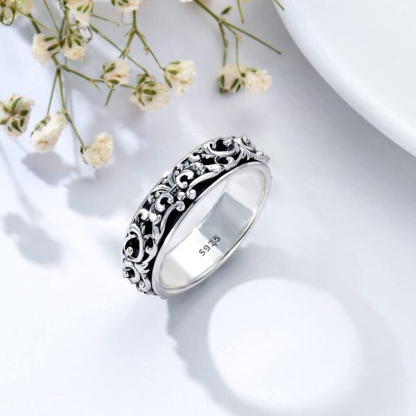 Sterling Silver Delicate Rotatable Fidget Bands Ring -2