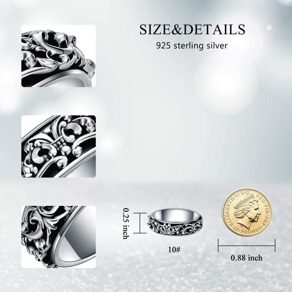 Sterling Silver Delicate Rotatable Fidget Bands Ring -3