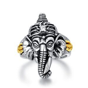 Sterling Silver Elephant Head Ring-0