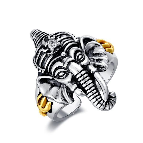 Sterling Silver Elephant Head Ring-1