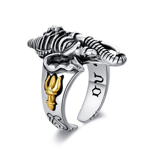 Sterling Silver Elephant Head Ring-2