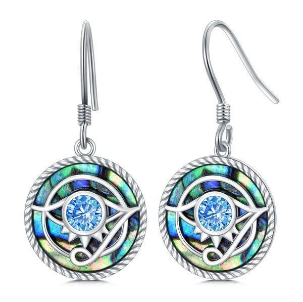 Sterling Silver Evil Eye Dangle Earrings -0