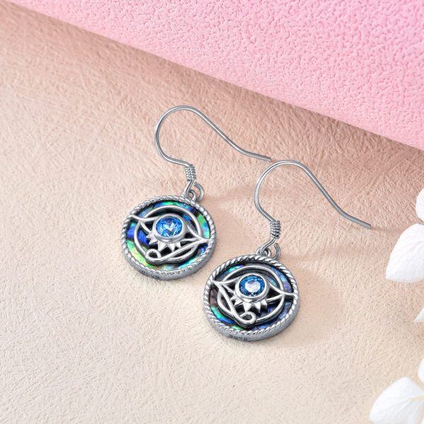 Sterling Silver Evil Eye Dangle Earrings -1