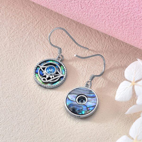 Sterling Silver Evil Eye Dangle Earrings -2