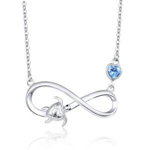 Sterling Silver Turtle Blue Opal Pendant Necklace -0