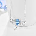 wholesale 925 Sterling Silver Blue Crystal Dragonfly Pendant Necklace for Women-0-2