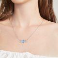 wholesale 925 Sterling Silver Blue Crystal Dragonfly Pendant Necklace for Women-0-3