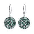 wholesale 925 Sterling Silver Green Enamel Viking Rune Dangle Earrings for Women-0-0