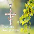 wholesale 925 Sterling Silver Infinity Tree Vine Cross Pendant Necklace for Women-0-5