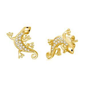 Sterling Silver Lizard Shape Stude Earrings -0