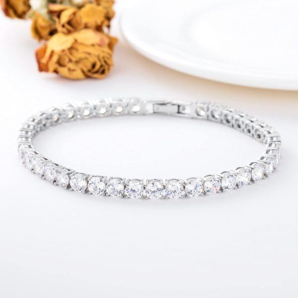 Sterling Silver Round Cut Cubic Zirconia Tennis Bracelet -2