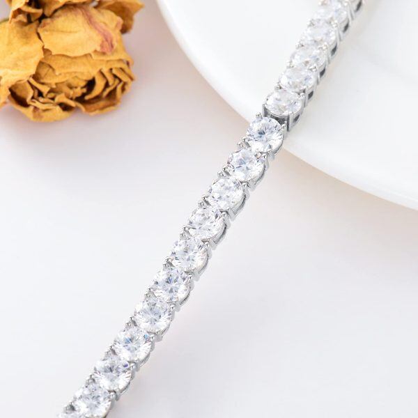 Sterling Silver Round Cut Cubic Zirconia Tennis Bracelet -3