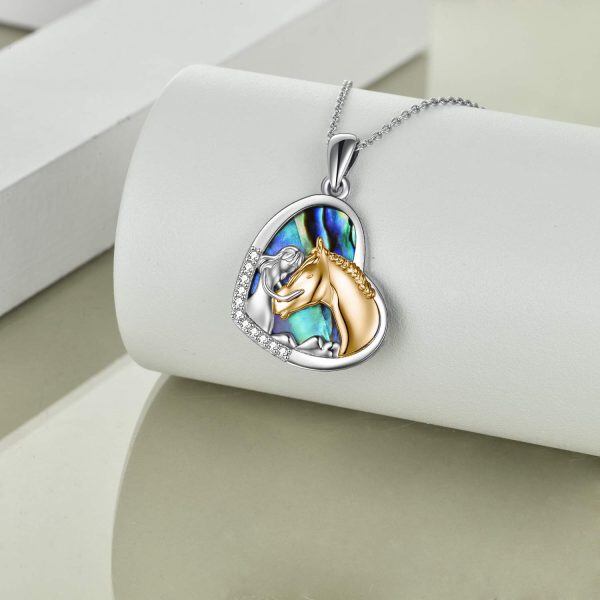 Sterling Silver Girls Embrace Horse Pendant Necklace -1