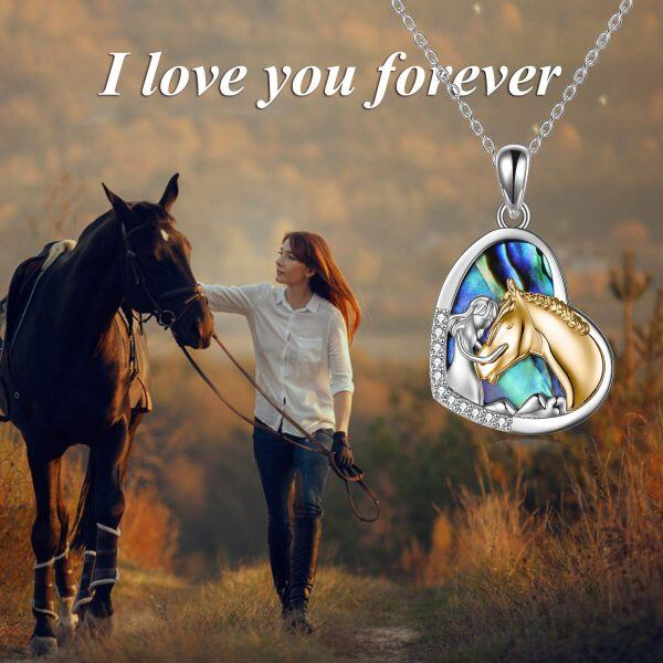 Sterling Silver Girls Embrace Horse Pendant Necklace -4