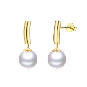 Sterling Silver Pearl Studs Dangle Earrings -0