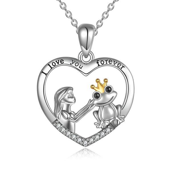 Sterling Silver Girl And Frog Necklace-0