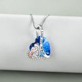 wholesale 925 Sterling Silver Blue Heart Angel Pendant Necklace Eternal Love Gifts for Her-0-1