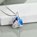 wholesale 925 Sterling Silver Blue Heart Angel Pendant Necklace Eternal Love Gifts for Her-0-2