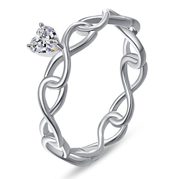 Sterling Silver Infinity Love Heart Rings-0