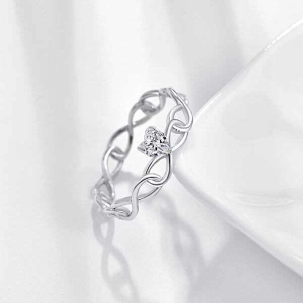 Sterling Silver Infinity Love Heart Rings-3