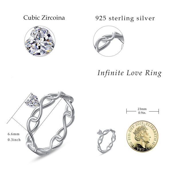 Sterling Silver Infinity Love Heart Rings-4