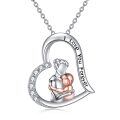 wholesale 925 Sterling Silver Heart Pendant with Mother and Child Statue - I Love You Forever Necklace Gift for Mom Grandmother on Mothers Day Birthdays-0-0