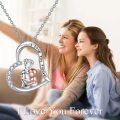 wholesale 925 Sterling Silver Heart Pendant with Mother and Child Statue - I Love You Forever Necklace Gift for Mom Grandmother on Mothers Day Birthdays-0-4