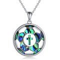 wholesale 925 Sterling Silver 925 Cross in Abalone Shell Soccer Ball Pendant Necklace for Women-0-0