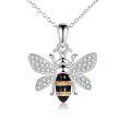 wholesale 925 Sterling Silver Honeybee Pendant Necklace with Cubic Zirconia and Citrine Accents for Women-0-0