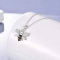 wholesale 925 Sterling Silver Honeybee Pendant Necklace with Cubic Zirconia and Citrine Accents for Women-0-2