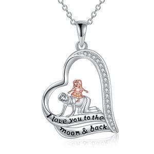 Sterling Silver Father And Daughter Necklace-0