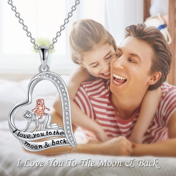 Sterling Silver Father And Daughter Necklace-1