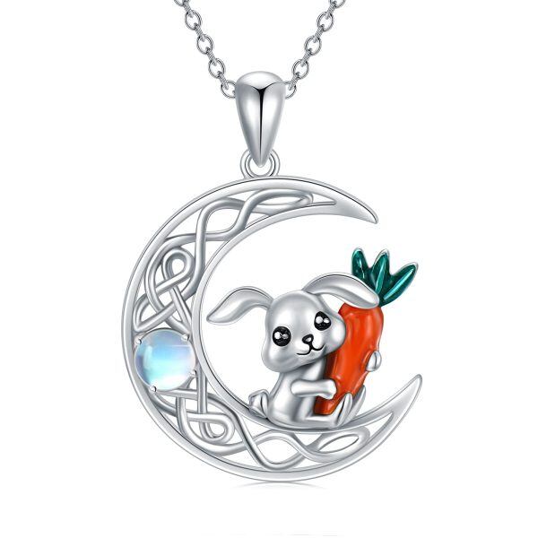 Sterling Silver Moon Rabbit Necklace-0